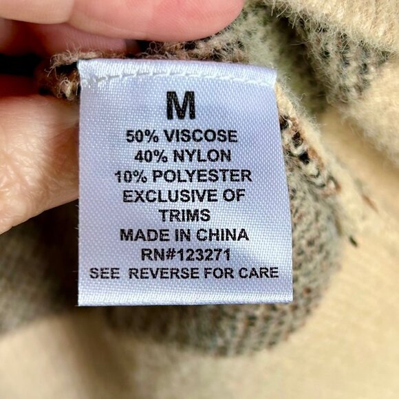 Orange Kiss Leopard Print Super Soft Relaxed Fit Contrasting Trim Sweater Size M - Picture 8 of 10